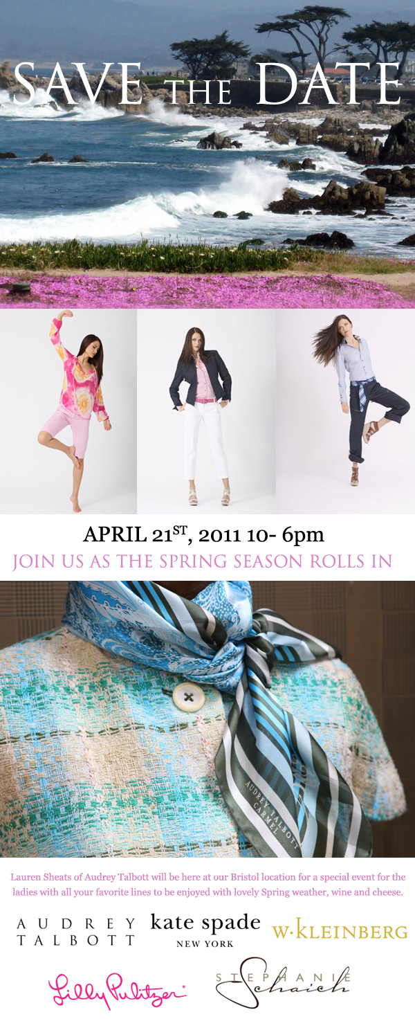 Spring Rolls in for the Ladies: Featuring Audrey Talbott, Stephanie Shaich, W. Kleinberg, Kate Spade, and Lily Pulitzer!