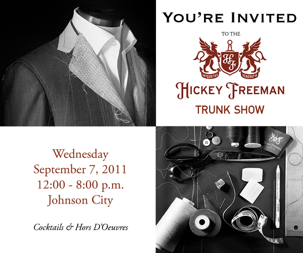 Reminder: Hickey Freeman Trunk Show in Johnson City Today