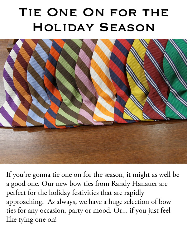 Tie One On for the Holidays Just a friendly reminder that the annual Downtown Holiday Open House is tonight from 5 - 8 pm!