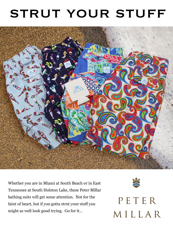 Strut your stuff in Peter Millar bathing suits.